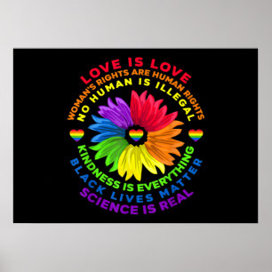 Flower Rainbow Human Högers HBT Kärlek är Kärlek Poster