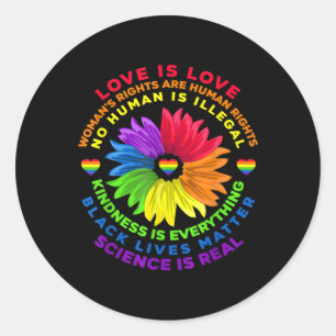 Flower Rainbow Human Högers HBT Kärlek är Kärlek Runt Klistermärke