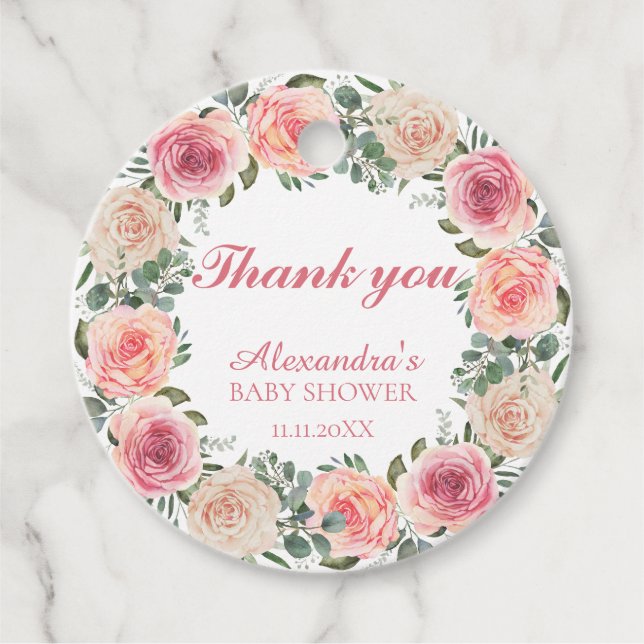 Flower Ram Baby Shower Tack Gåvor Etiketter (Framsida)