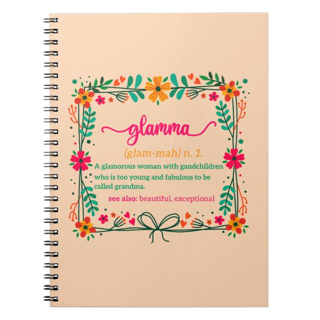 Flower Ram Glamma Grandma Grandmor Definition Anteckningsbok (Framsidan)