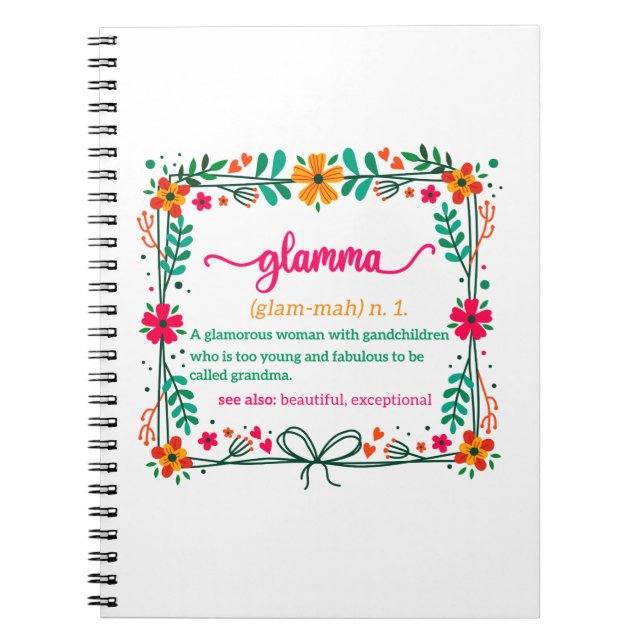 Flower Ram Glamma Grandma Grandmor Definition Anteckningsbok (Framsidan)