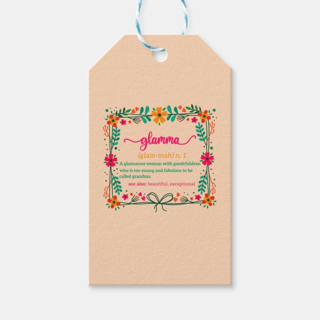 Flower Ram Glamma Grandma Grandmor Definition Presentetikett (Framsidan)
