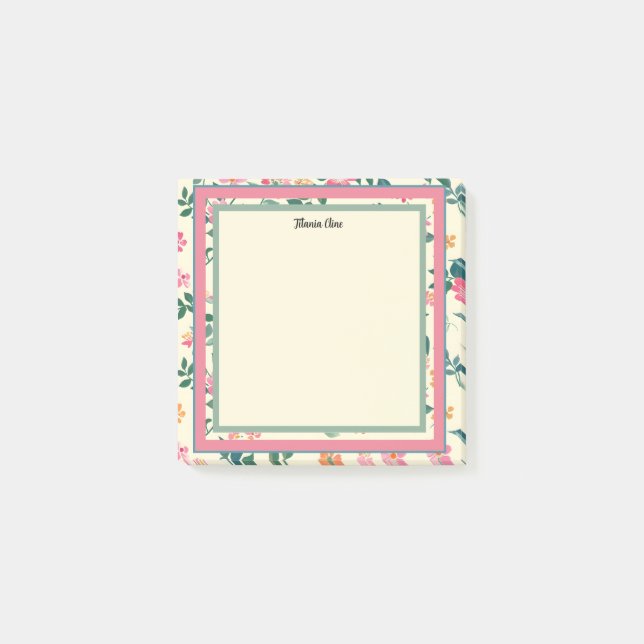Flower Ram med Gult Background Post-it Block (Framsida)