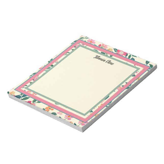 Flower Ram med Light Gult Background Anteckningsblock (Roterad)