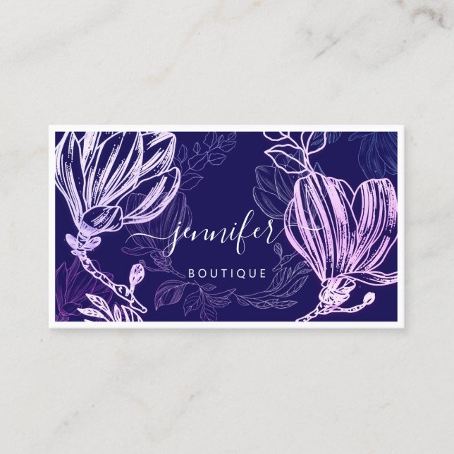 Flower Ram QR Code Anpassningsbar Logotyp Lila Blu Visitkort (Framsida)