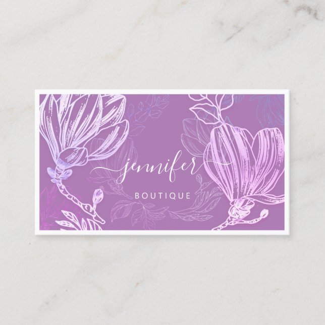 Flower Ram QR Code Anpassningsbar Logotyp Lila Vio Visitkort (Framsida)