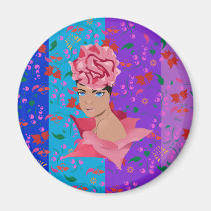 Flower Renewal Bright Blommigt Girl Magnet