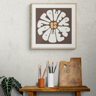 Flower   Retro Vintage Brown BG Poster