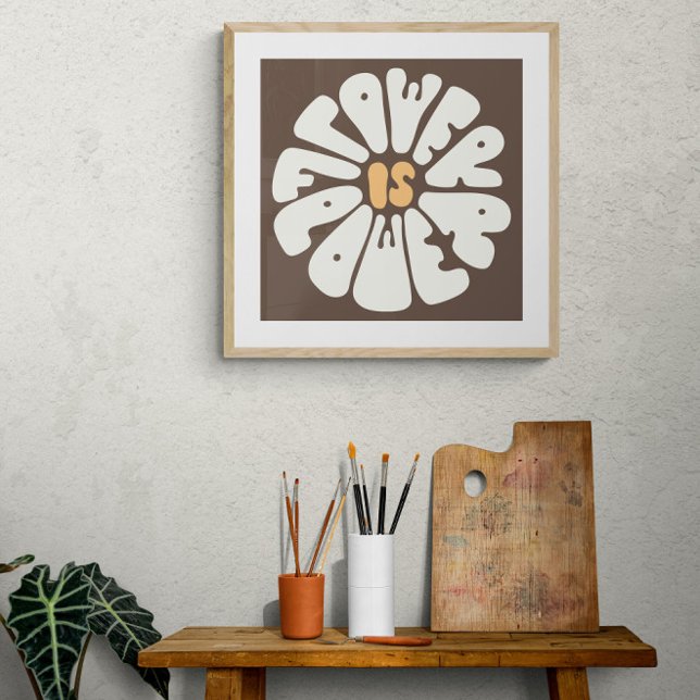 Flower | Retro Vintage Brown BG Poster (Skapare uppladdad)