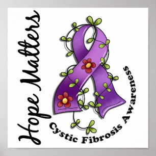 Flower Ribbon 4 Hope matchar Cystic Fibrosis Poster