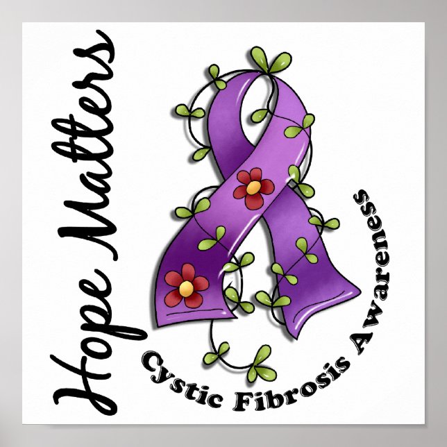 Flower Ribbon 4 Hope matchar Cystic Fibrosis Poster (Framsidan)