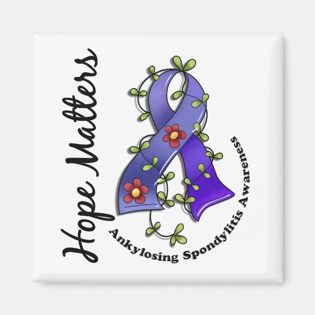 Flower Ribbon 4 Hope Matters Ankylosing Spondyliti Magnet (Framsidan)