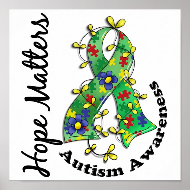 Flower Ribbon 4 Hope Matters Autism Poster (Framsidan)