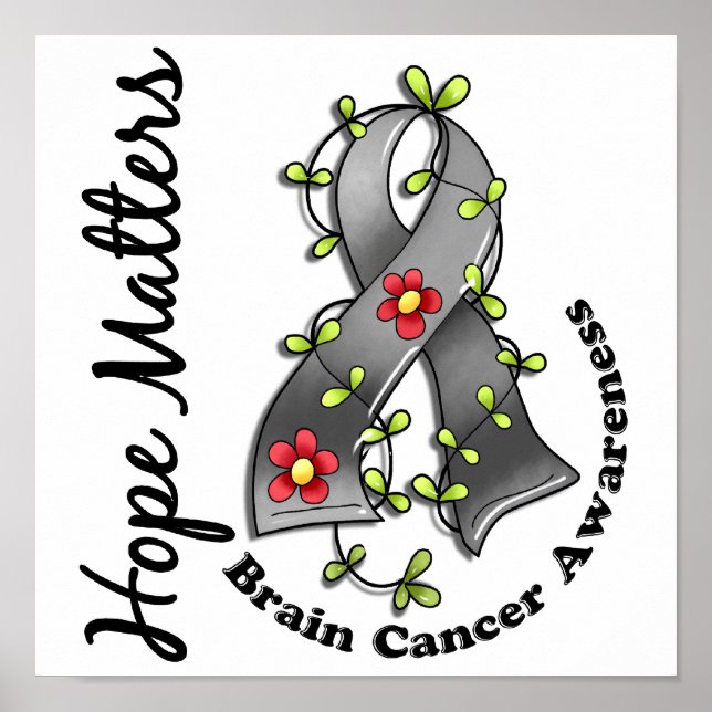 Flower Ribbon 4 Hope Matters Brain Cancer Poster (Framsidan)