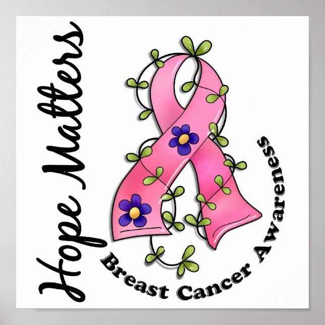 Flower Ribbon 4 Hope Matters Breast Cancer Poster (Framsidan)