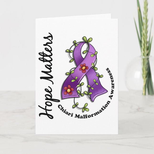 Flower Ribbon 4 Hope Matters Chiari Malformation Kort (Framsida)