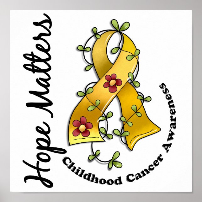 Flower Ribbon 4 Hope Matters Children Cancer Poster (Framsidan)
