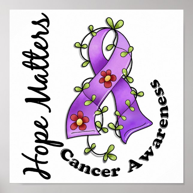Flower Ribbon 4 Hope Matters General Cancer Poster (Framsidan)