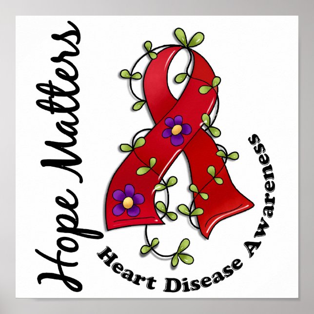 Flower Ribbon 4 Hope Matters Heart Disease Poster (Framsidan)