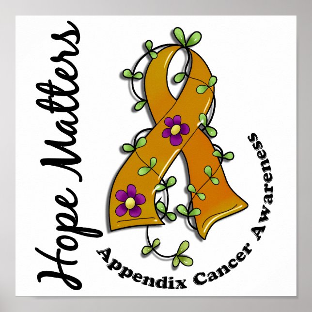 Flower Ribbon 4 Hope Matters (hoppmatchning) Tillä Poster (Framsidan)