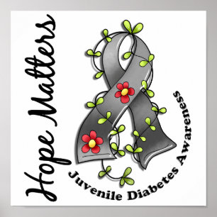 Flower Ribbon 4 Hope Matters Juvenile Diabetes Poster