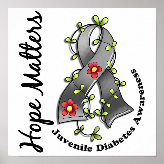 Flower Ribbon 4 Hope Matters Juvenile Diabetes Poster (Framsidan)