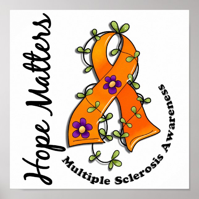 Flower Ribbon 4 Hope Matters Många Sclerosis Poster (Framsidan)