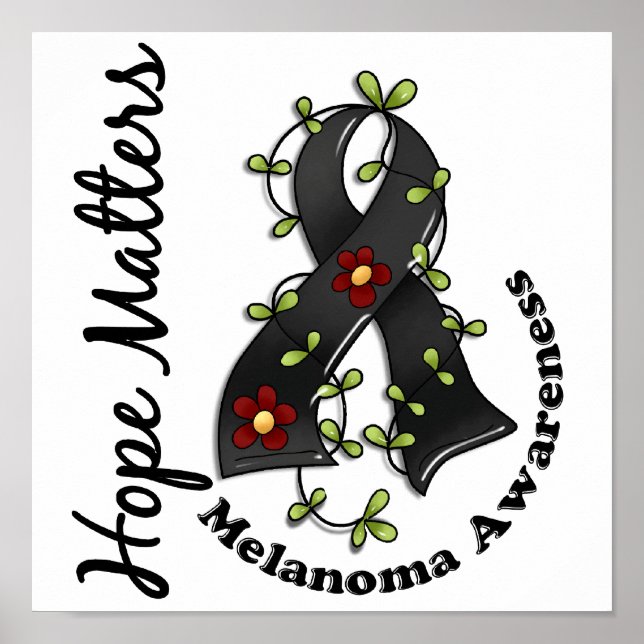Flower Ribbon 4 Hope Matters Melanoma Poster (Framsidan)