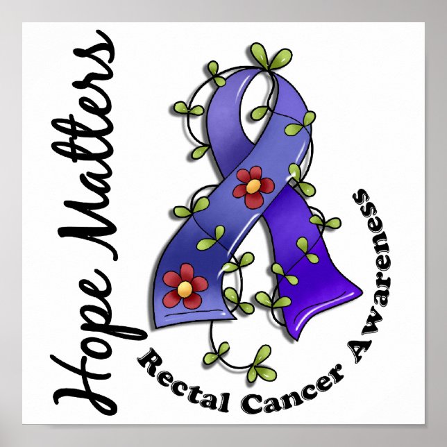 Flower Ribbon 4 Hope Matters Rectal Cancer Poster (Framsidan)