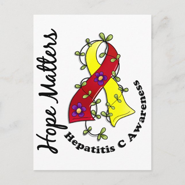 Flower Ribbon 4 Hope Mattors Hepatit C Vykort (Framsida)