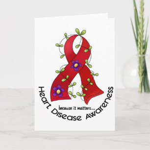 Flower Ribbon HEART SJUKDOM AWARENESS T-Shirts Kort
