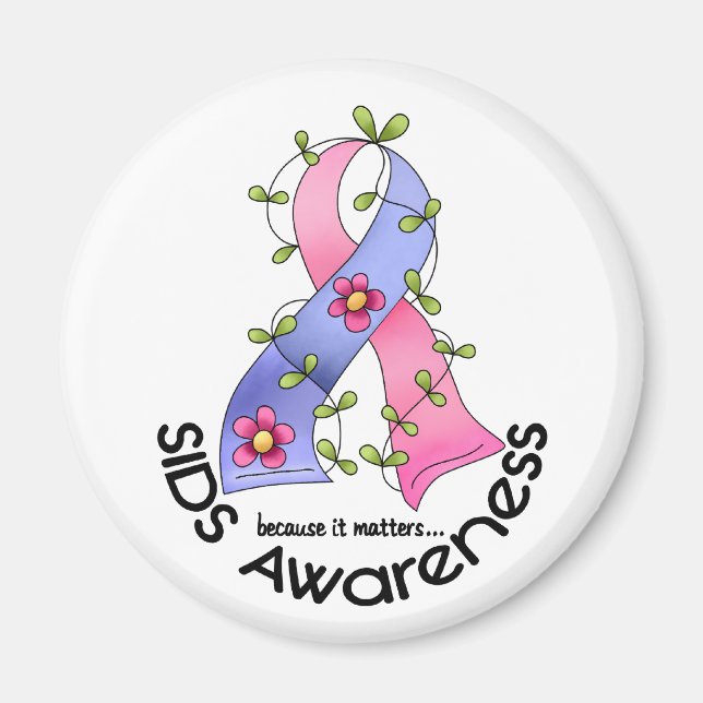 Flower Ribbon SIDS AWARENESS T-Shirts & Gifts Magnet (Framsidan)