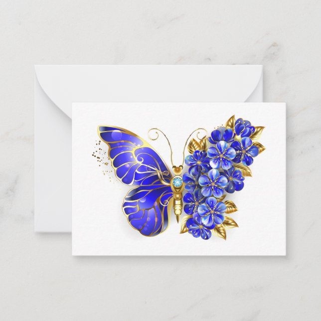 Flower Sapphire Butterfly Anteckningskort (Framsida)