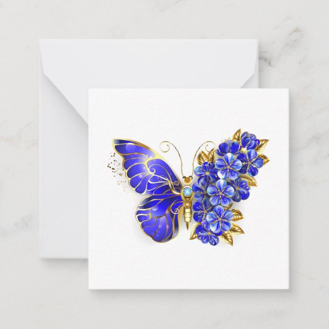 Flower Sapphire Butterfly Anteckningskort (Framsida)