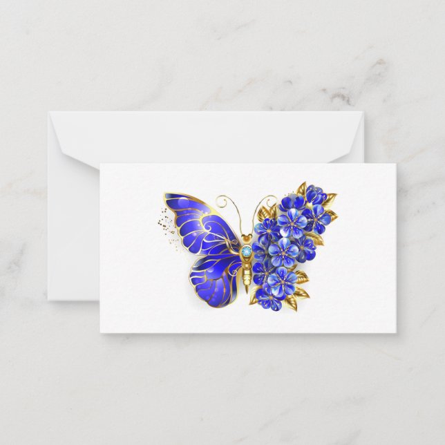Flower Sapphire Butterfly Anteckningskort (Framsida)