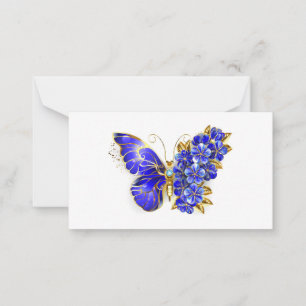 Flower Sapphire Butterfly Anteckningskort