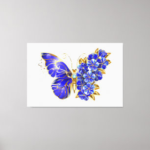 Flower Sapphire Butterfly Canvastryck
