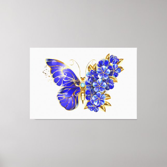 Flower Sapphire Butterfly Canvastryck (Framsida)