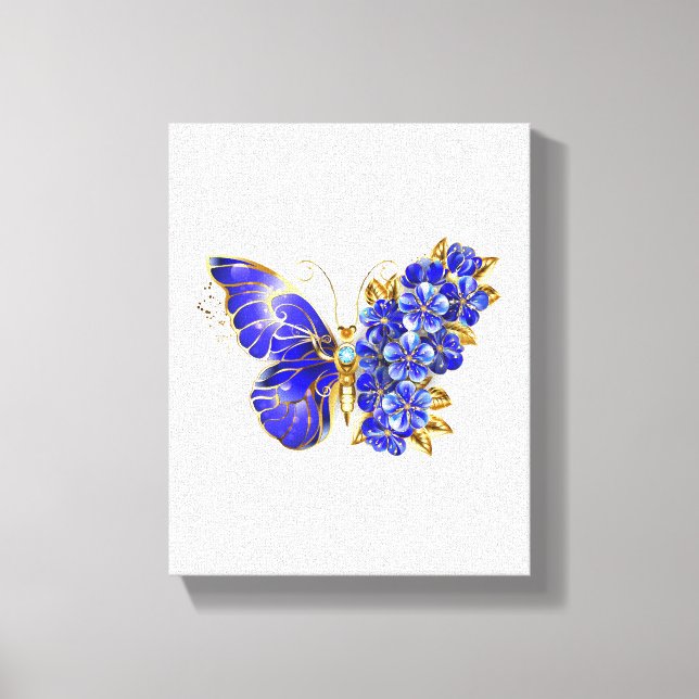 Flower Sapphire Butterfly Canvastryck (Framsida)