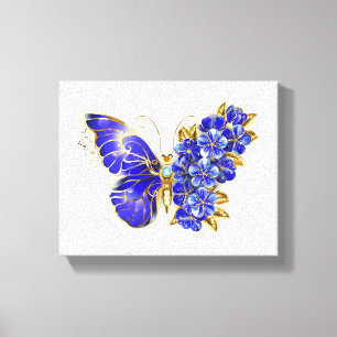 Flower Sapphire Butterfly Canvastryck