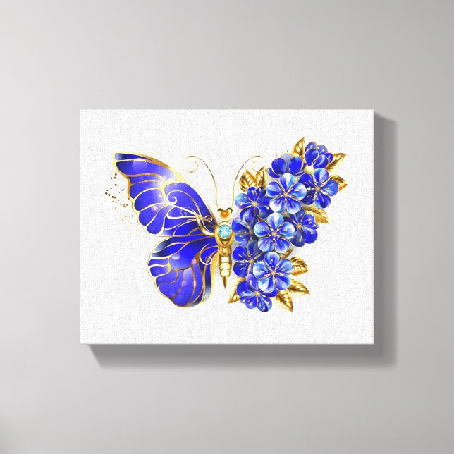 Flower Sapphire Butterfly Canvastryck (Framsida)