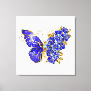 Flower Sapphire Butterfly Canvastryck