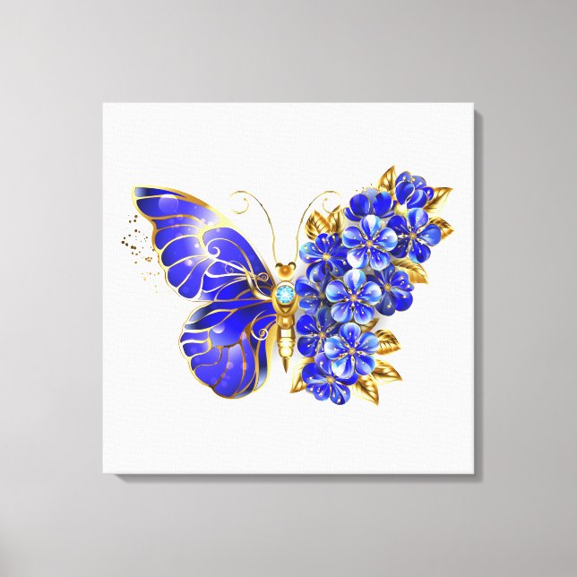Flower Sapphire Butterfly Canvastryck (Framsida)