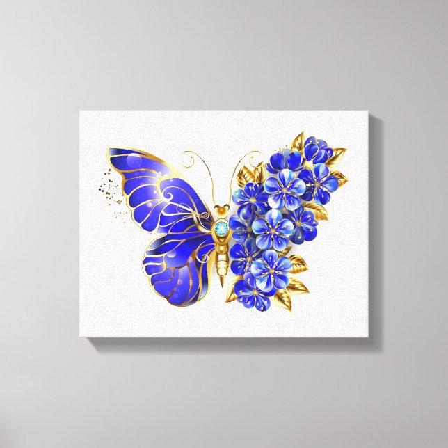 Flower Sapphire Butterfly Canvastryck (Framsida)
