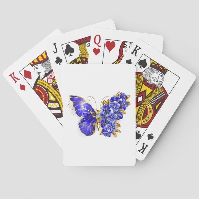 Flower Sapphire Butterfly Casinokort (Baksidan)