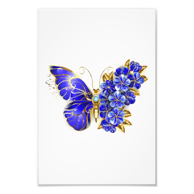 Flower Sapphire Butterfly Fototryck (Framsidan)