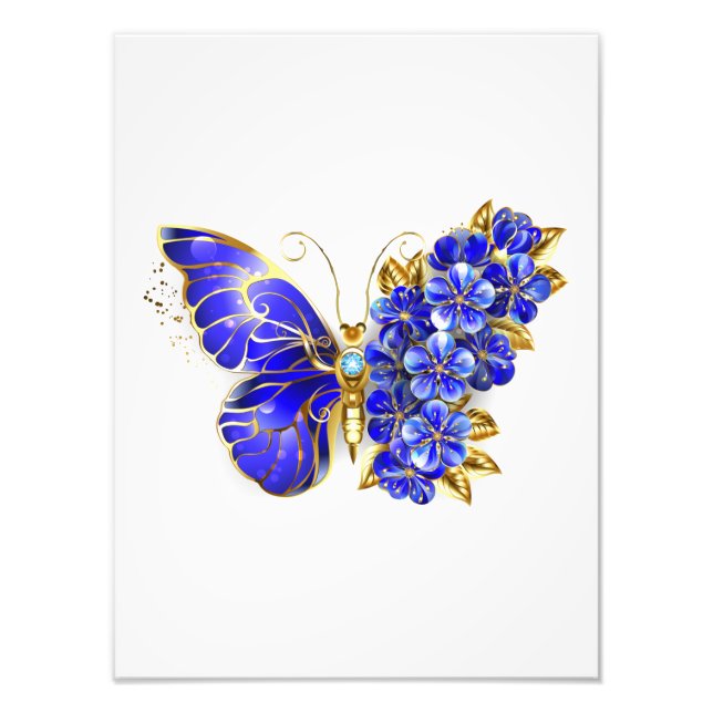 Flower Sapphire Butterfly Fototryck (Framsidan)