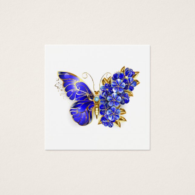 Flower Sapphire Butterfly Fyrkantigt Visitkort (Framsida)