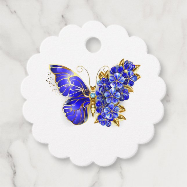 Flower Sapphire Butterfly Gåvor Etiketter (Framsida)