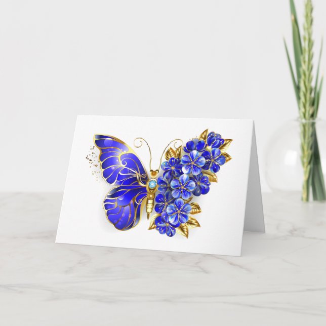 Flower Sapphire Butterfly Inbjudan (Framsida)